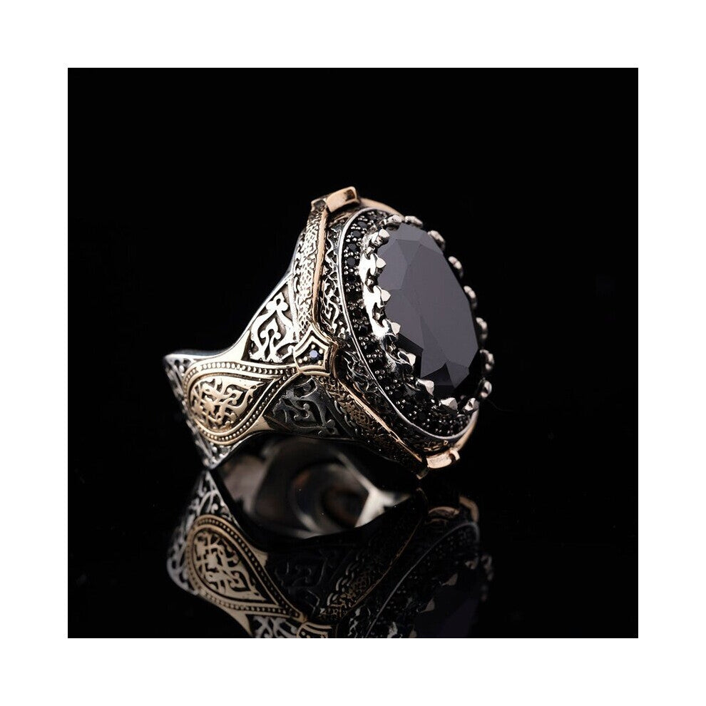 1pc Classic Retro Silver Men Rings Vintage Carved Hollow Pattern Sicilian Style Ring Anniversary Gift Beach Party Jewelry Men Accessories