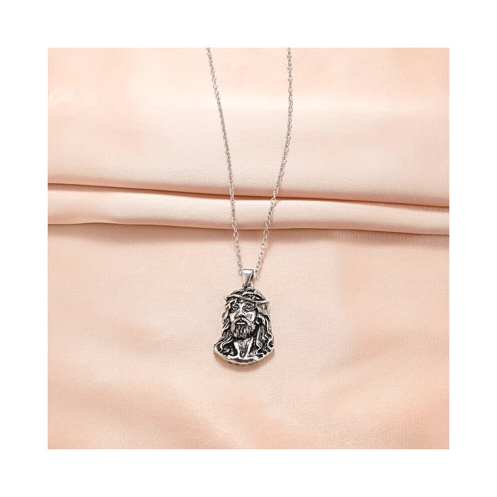 Mens Vintage Pendant Necklace Thorns Crown Jesus Necklace Classic Christian Faith Jewelry For Men Hip Hop Jewelry Accessories