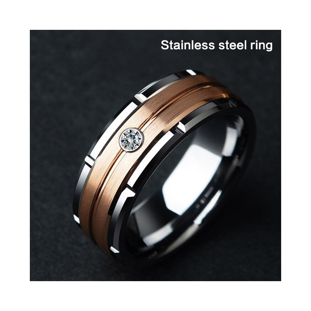 1pc Couple Ring Artificial Jewelry Accessories Plus Size Mens 8mm Stainless Steel Ring Bridal Wedding Engagement Band Ring
