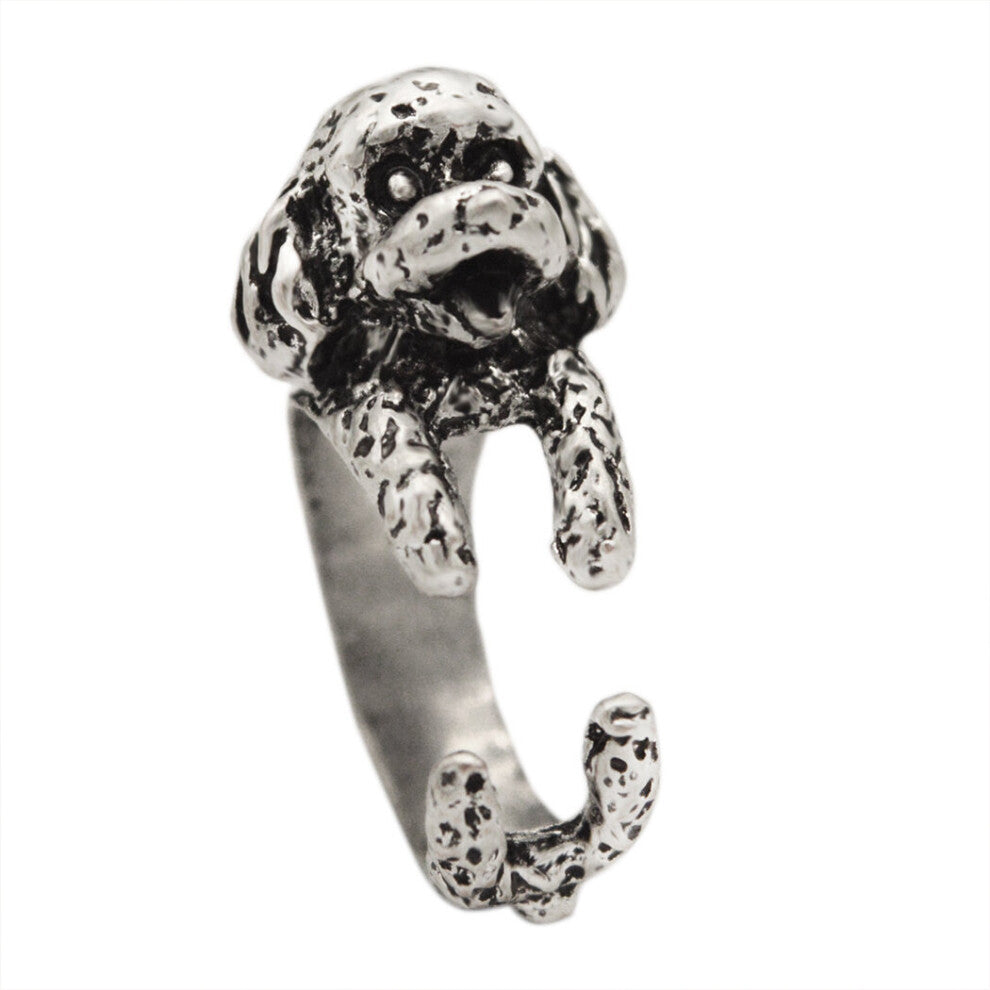 1pc Pet Gift Boho Poodle Dog Animal Rings For Women Men Unique Adjustable Statement Jewelry Accessories
