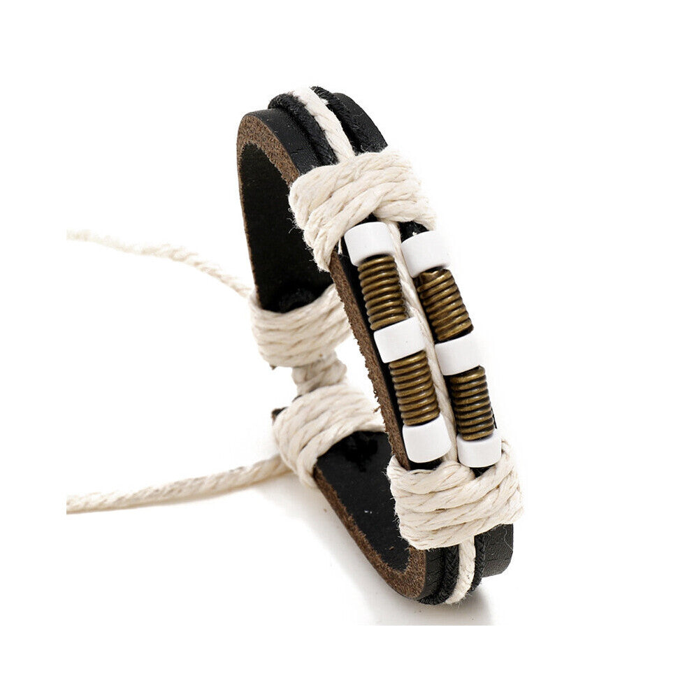 1pc Creative Woven Leather Bracelet Wristband Adjustable Decorative Accessories For Holiday Party Gift Women Men Accessories Jewelry