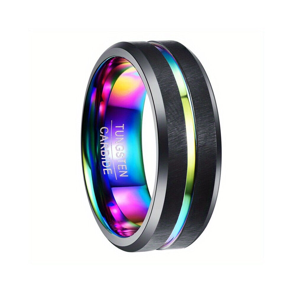 1pc 8mm Mens Tungsten Steel Ring Colorful Rings For Men Ring Accessories