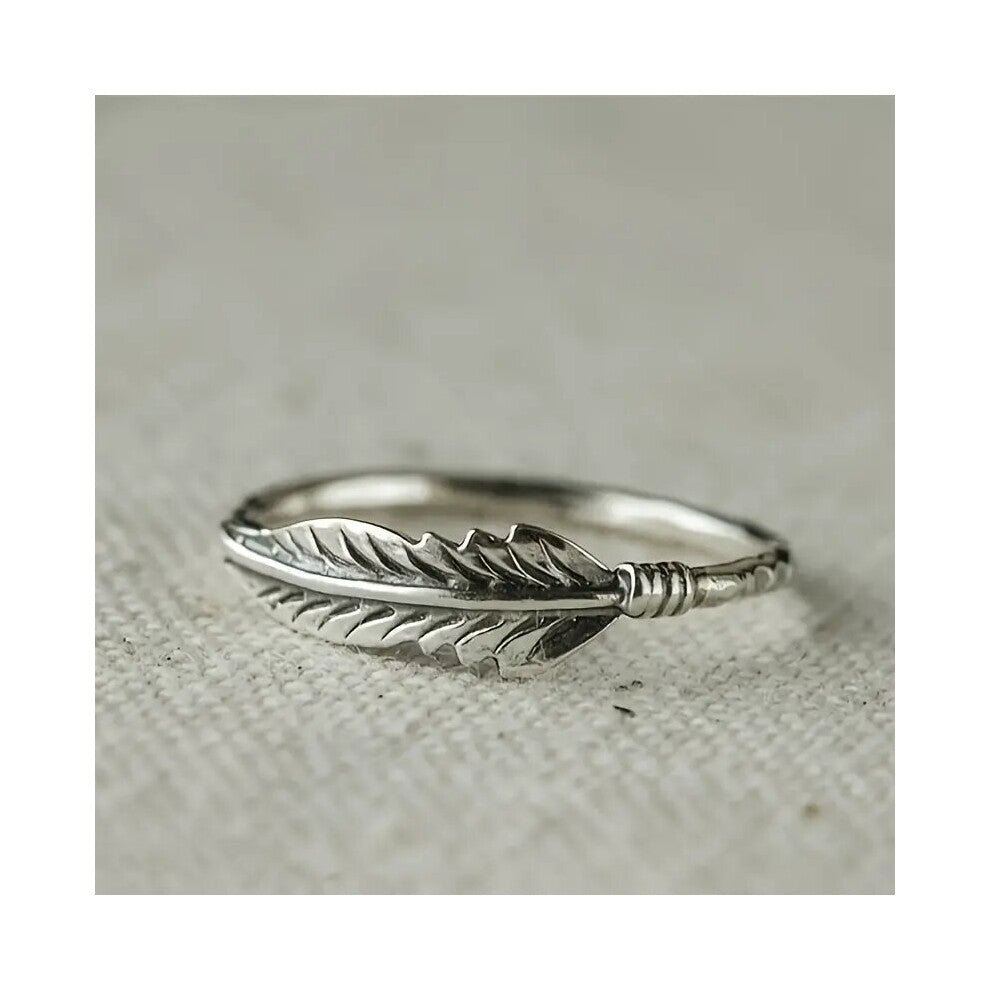 1pc Vintage Feather Pattern Ring For Men Ornament Jewelry Accessories Bridal Wedding Anniversary Gift