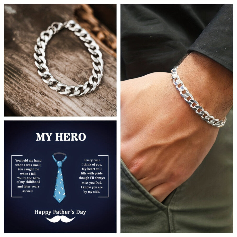 1 Piece Mens Jewelry Titanium Steel For Dad Non Fade Chunky Chain Cuban Chain Bracelet Men Hoodie Chain Accessories Bracelet From Son Or Daughter