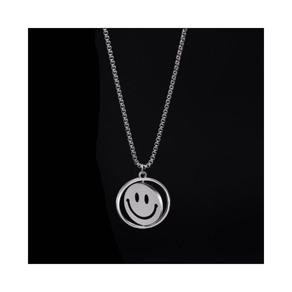 1pc Happy Face Rotating Pendant Necklace Hip Hop Personality Pendant Accessories For Men