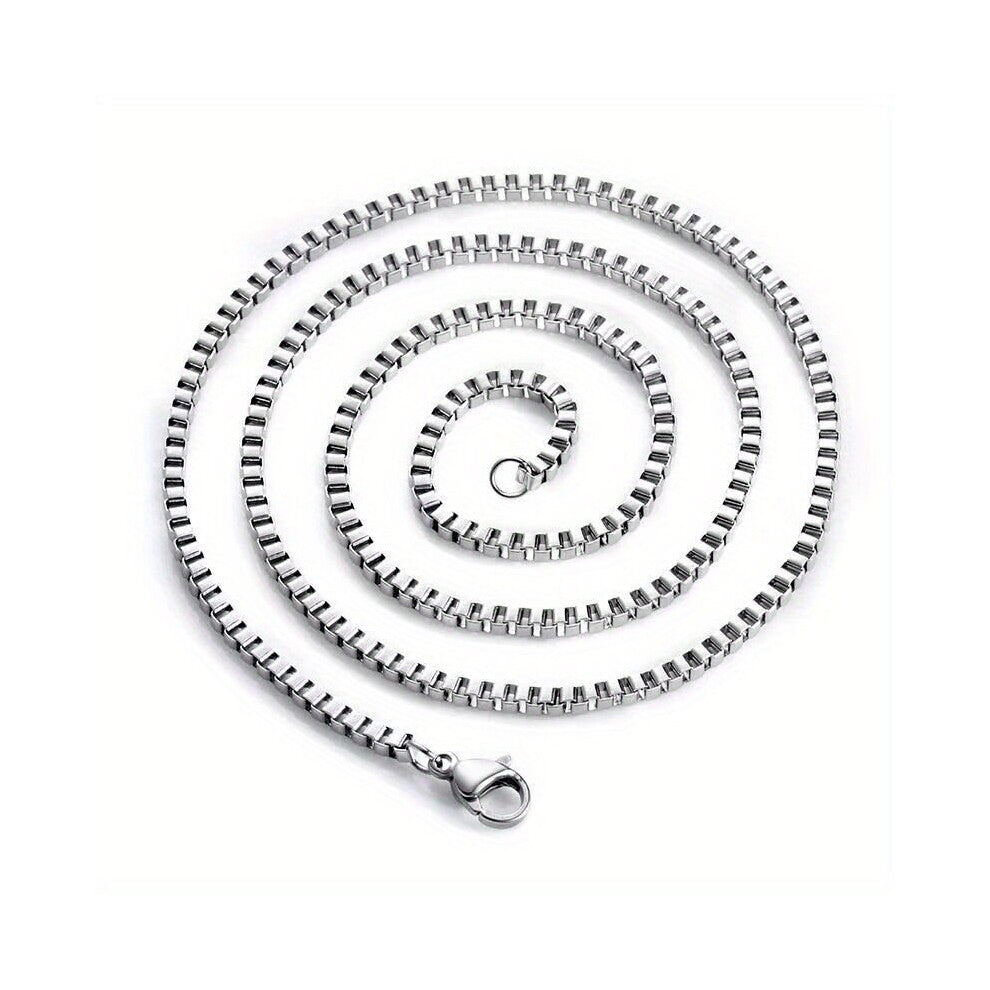 1pc Square Titanium Steel Necklace Personality Necklace Men And Women Jewelry Accessories