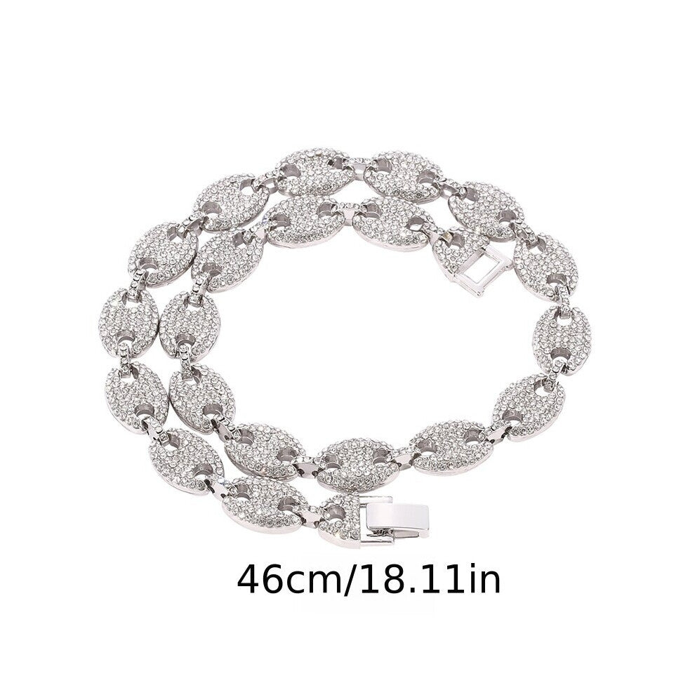 1pc Zinc Alloy Hip Hop Gothic Pig Nose Necklace Cuban Chain Men Street Art Accessories