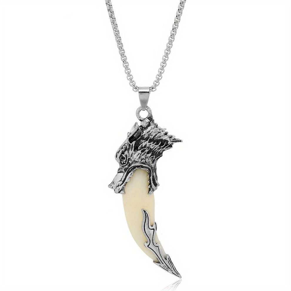 Mens Teeth Pendant Necklace Creative Wolf Head Pendant Accessories Stainless Steel Chain Necklace Teen Versatile Nightclub Party Rock Accessories Cha