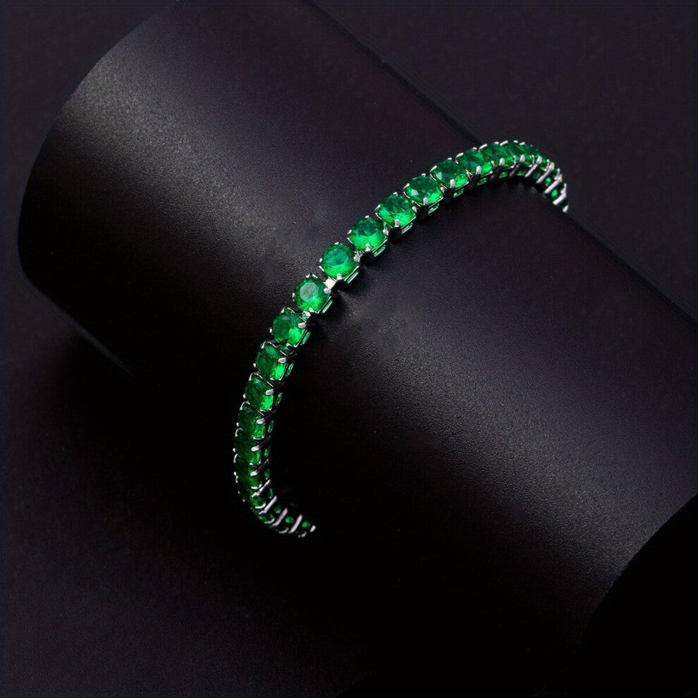1pc Green Circle Golden Plated 4 Claw Zircon Bracelet Jewelry Accessories