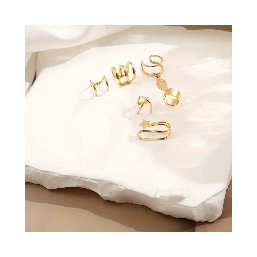 6pcs set Adjustable Golden & Silvery Earring Cuffs For Men For Non Piercing Boys Cartilage Earrings Package