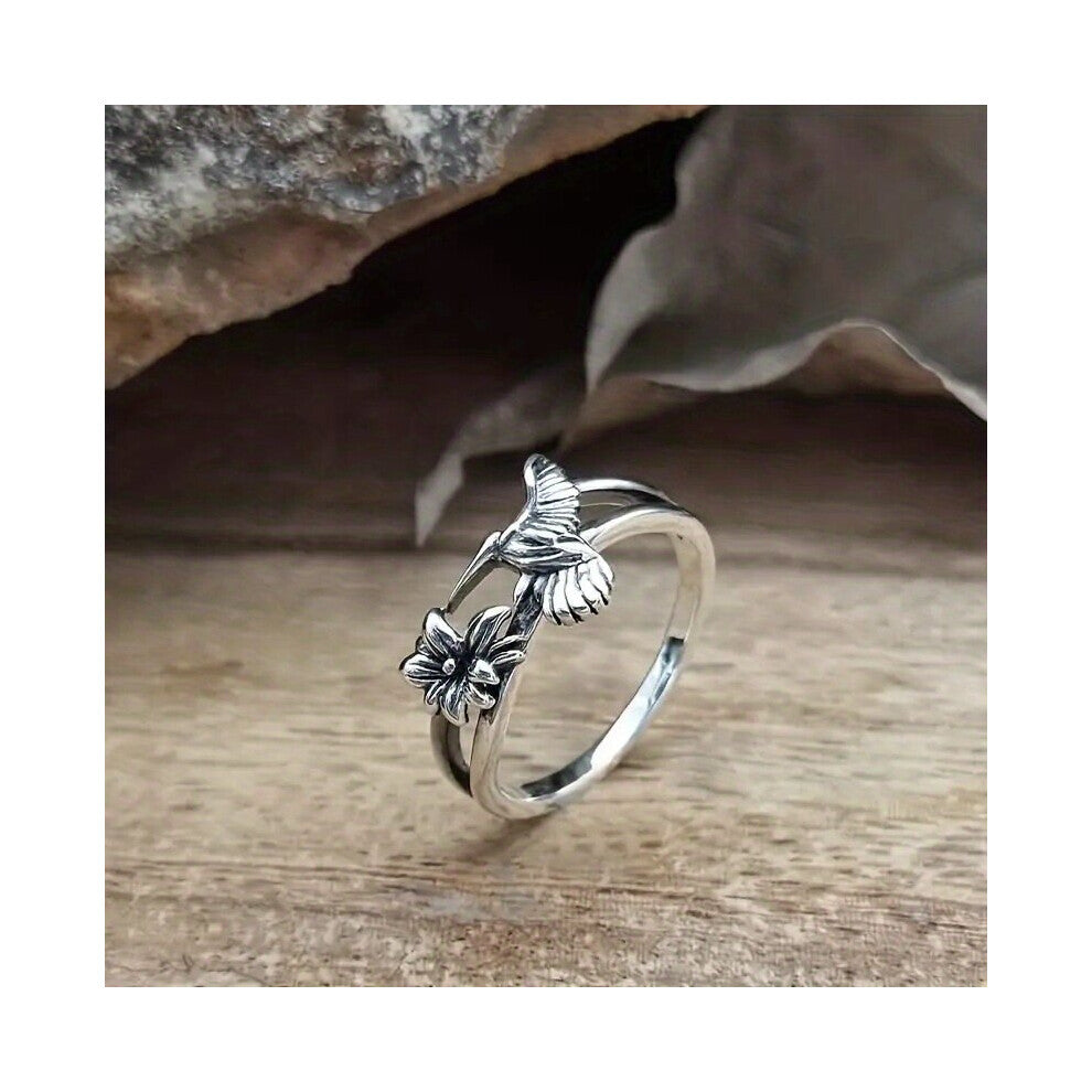 Vintage Natural Style Flower And Bird Ring Gift Casual Jewelry Ring Accessories Gift Ring For Men And Women