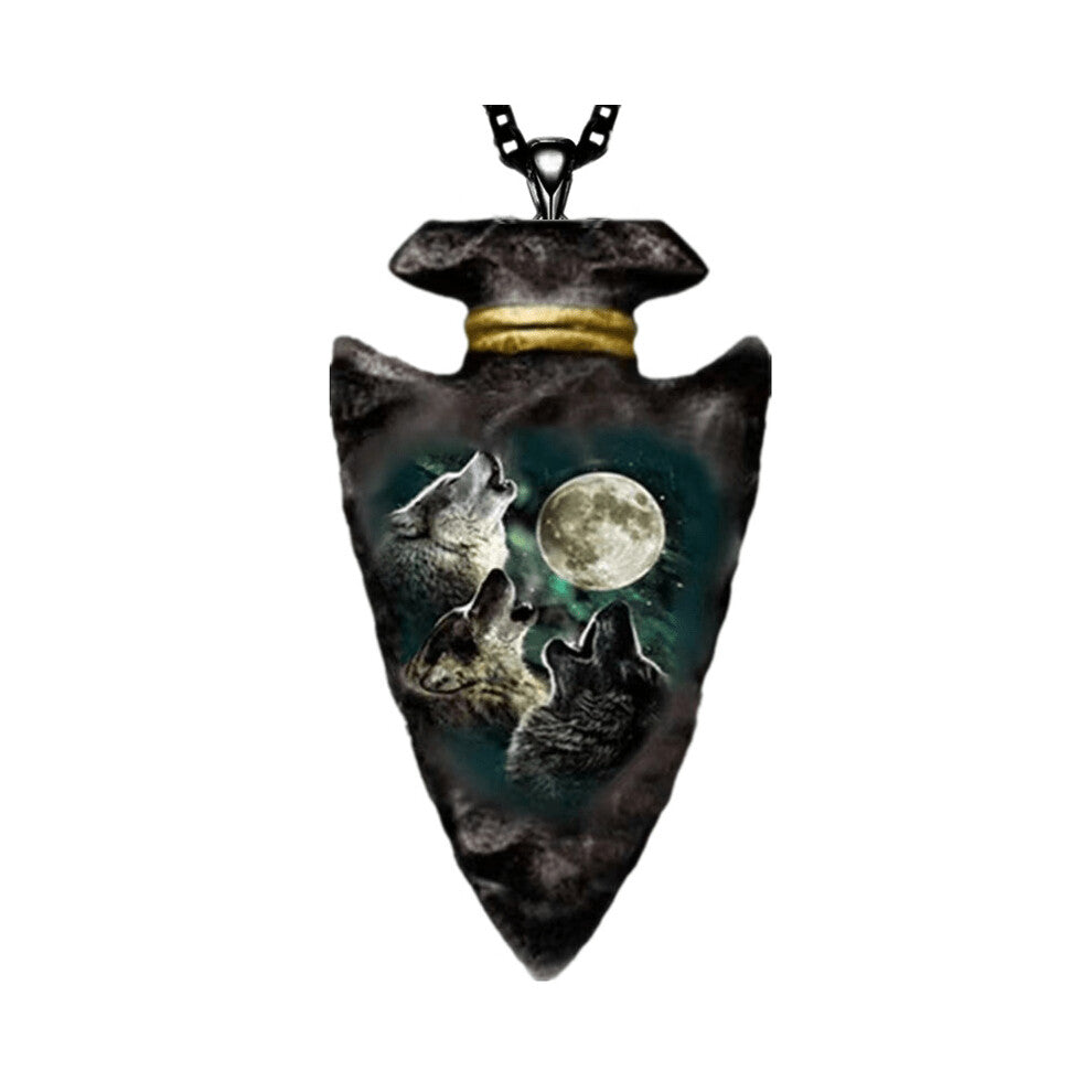 Mens Wolf Necklace Hip Hop Geometric Triangle Pendant Accessories For Party Anniversary Gift