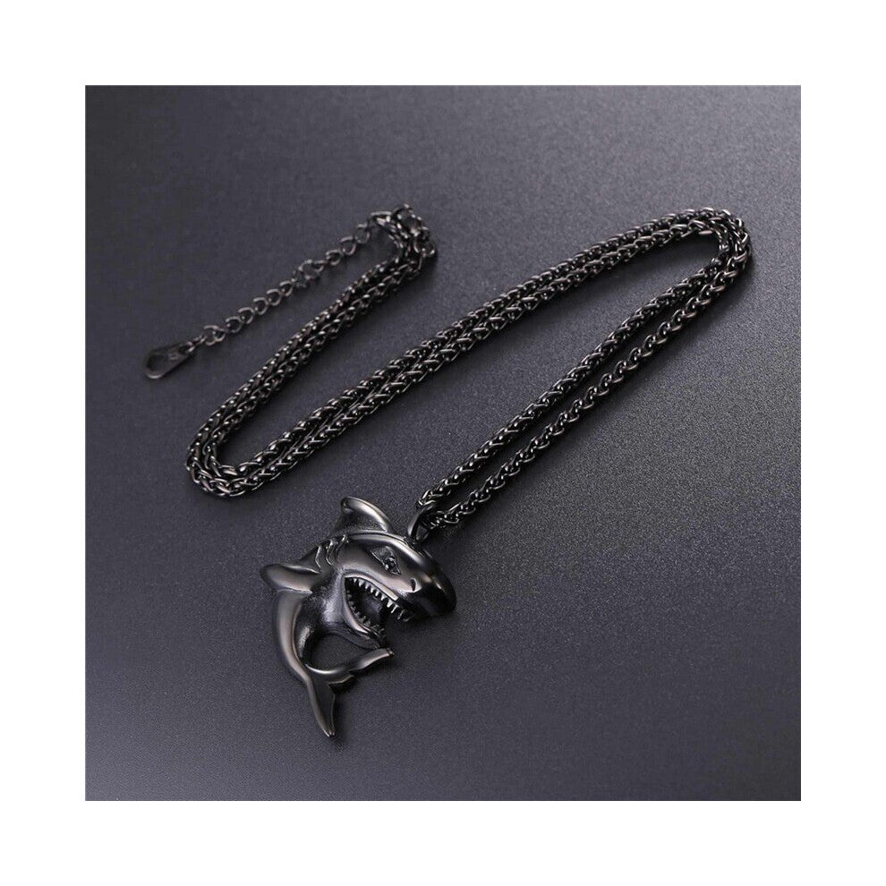1pc Personality Mens Small Shark Pendant Necklace Versatile Accessories