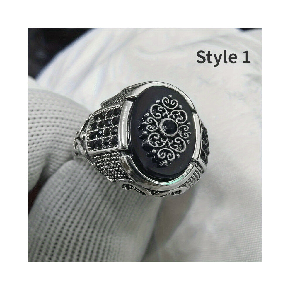 Classic Mens Vintage Ring Retro Zircon Ring Jewelry Gift For Boyfriend Husband Birthday Gift Punk Jewelry Accessories Size 7 13
