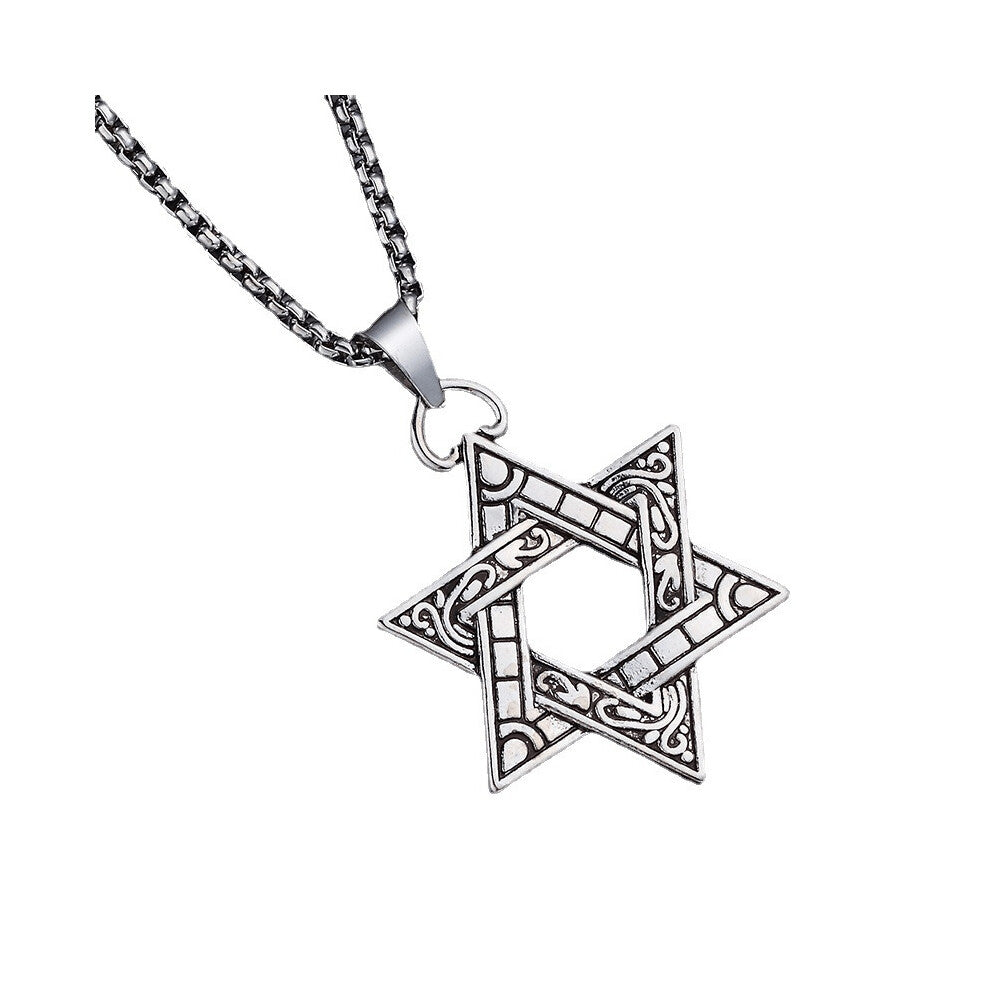 1pc Stylish Six Star Vintage Pendant Street Hip Hop Accessories Sweater Chain