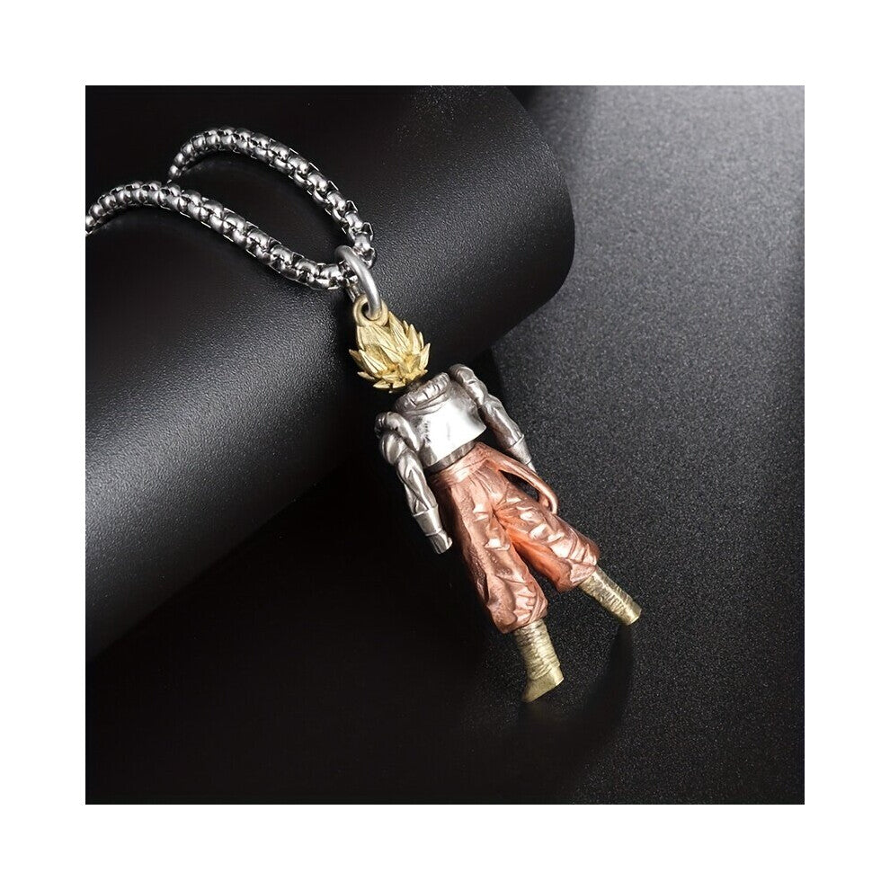 Men Punk Anime Muscle Man Yellow Hair Statue Pendant Necklace Casual Street Motorbike Banquet Jewelry