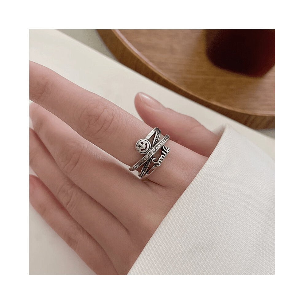 Smile Face Letter Rings For Men Finger Accessories Anniversary Wedding Couple Jewelry Gift