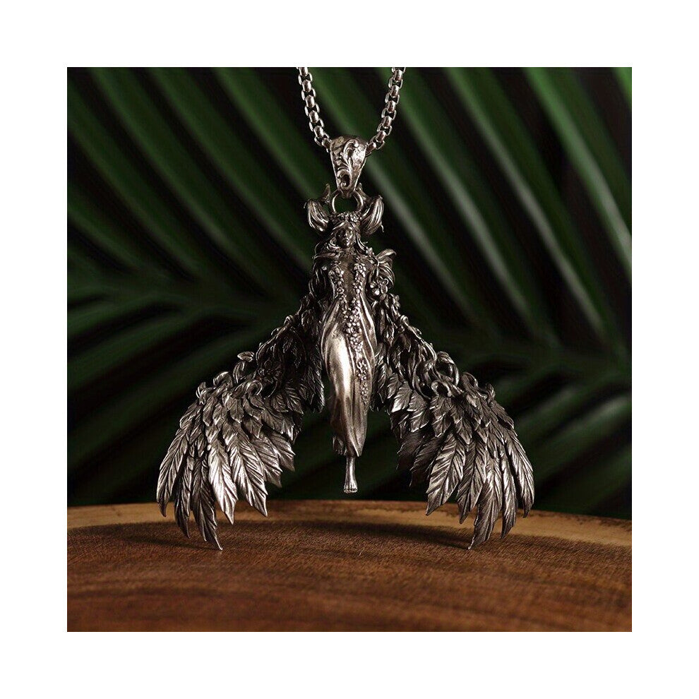 1pc Retro Gothic Style Winged Devil Angel Body Pendant Necklace For Men Ladies Casual Jewelry Couple Accessories