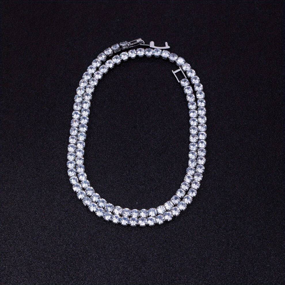 1pc Golden Plated Zircon Chain Style Necklace Jewelry Accessories