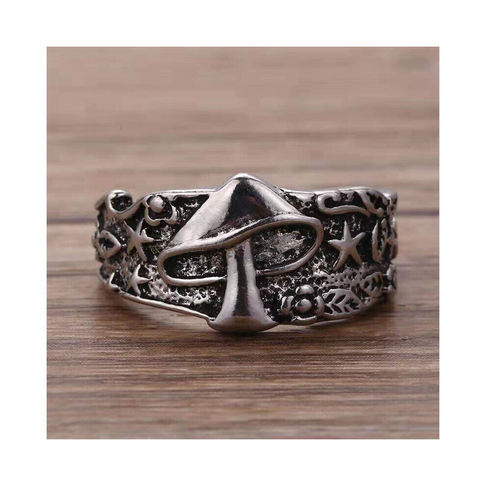 1pc Retro Mushroom Star Leaf Ring Personality Mens Hand Jewelry Accessories