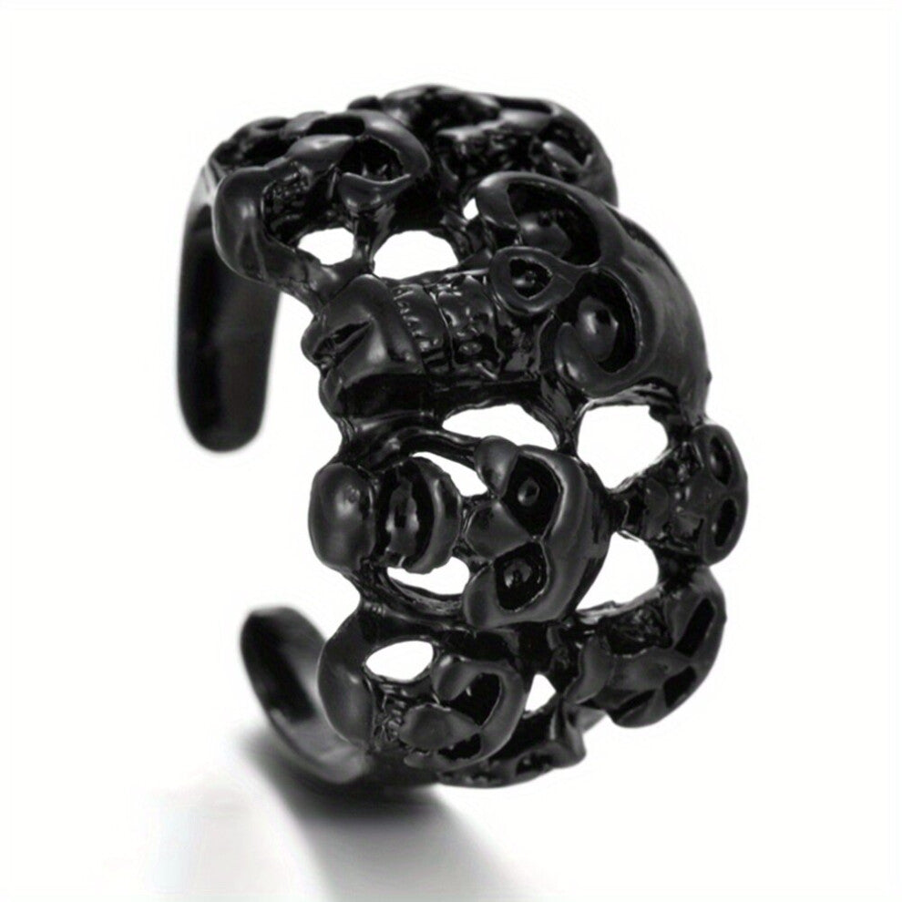 One Punk Hollow Out Skull Ring Mens Open Statement Rock Biker Ring