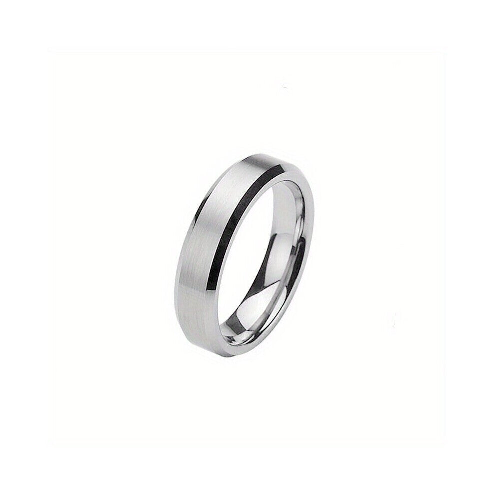 1pc Glossy Domineering Double Bevel Jewelry Charm Frosted Titanium Steel Couple Ring Men Accessories