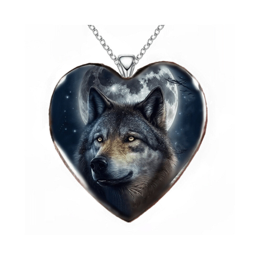 1 Pc Necklace For Men Animal Heart Sticker Pendant Necklace Punk Hip Hop Necklace Wolf Head Accessories Street Personality Gift
