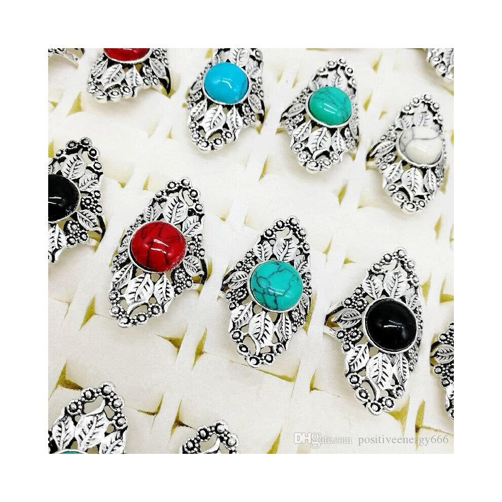 10 20 30Pcs Vintage Stone Glass Rings For Men Jewelry Accessories Party Gift