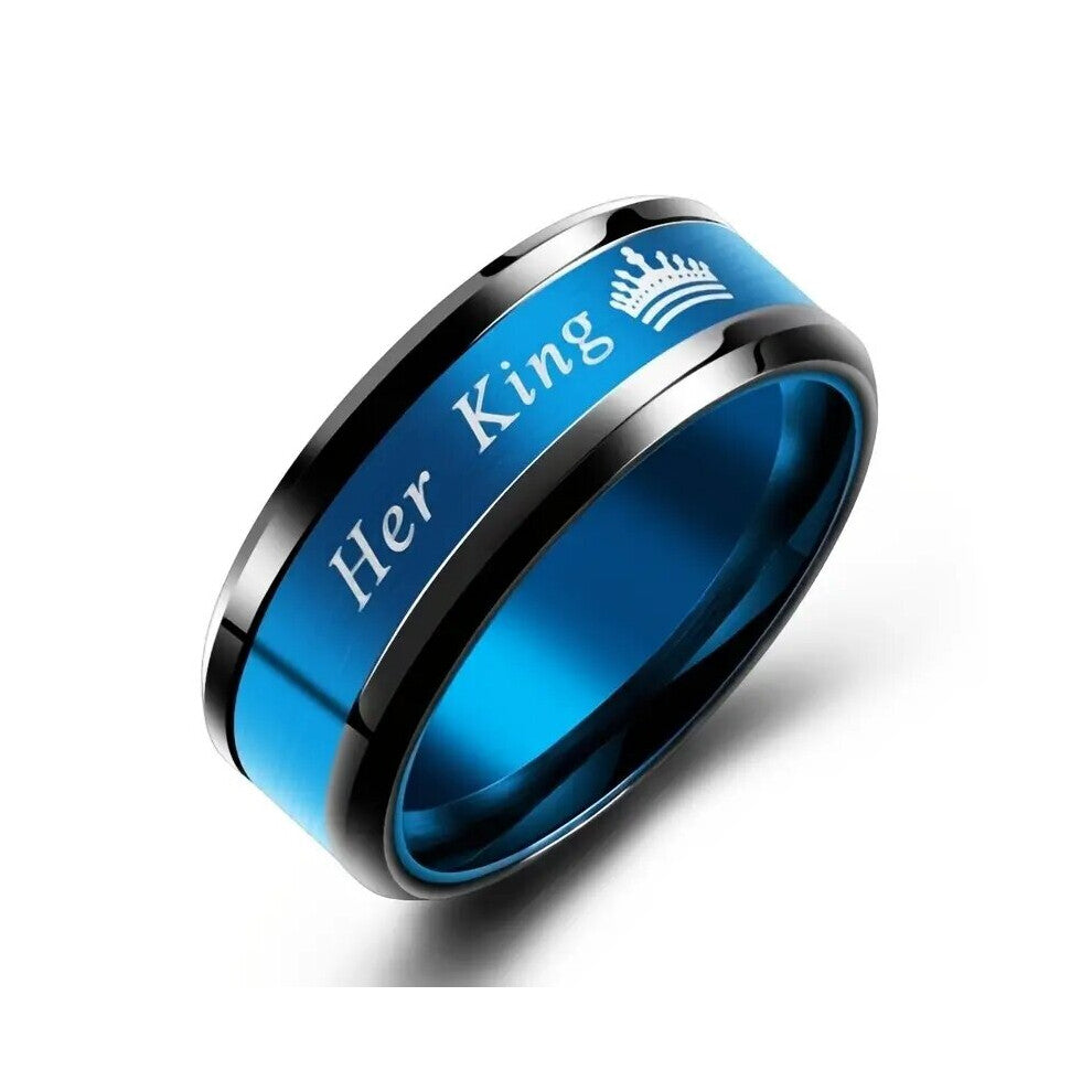 1pc Romantic Her King His Queen Stainless Steel Ring Jewelry Accessories For Wedding Engagement Party Men And Women
