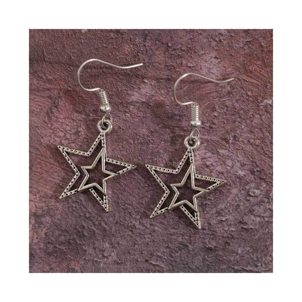 1pair Vintage Gothic Funky Hollow Star Earrings Jewelry Accessories For Men Women