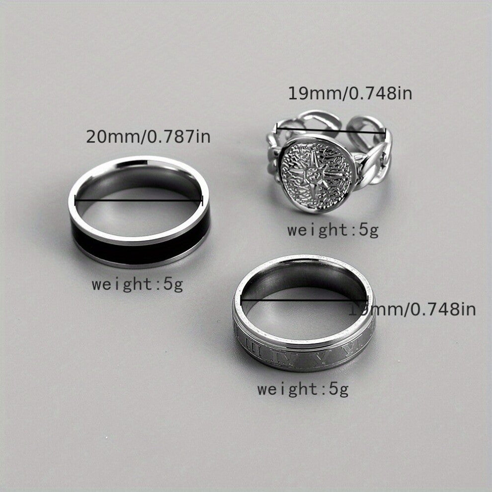 3pcs set Retro Mens Rings Daily Causal Party Gift Holiday Accessories For Men Creative Rings For Men