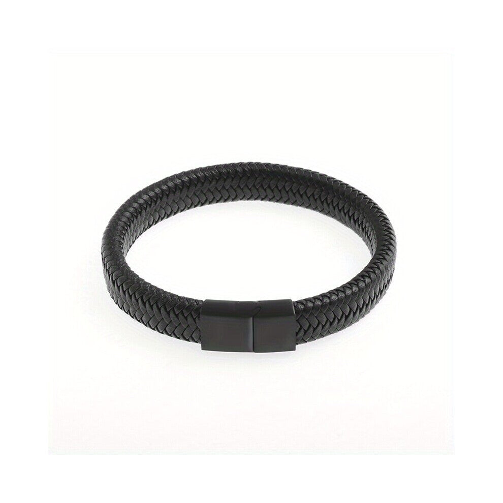 Mens Classic Leather Bracelet With Metal Magnetic Buckle Temperament Bracelet Delicate Jewelry Accessories