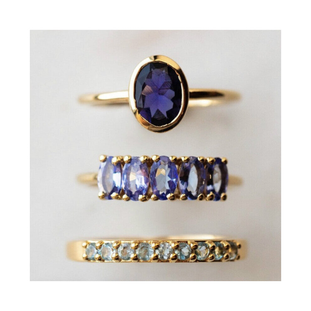 3 Pcs set Vintage Womens Wedding Jewelry Ring Set Wedding Band Engagement Party Casual Accessories Mothers Birthday Christmas Gift Women Jewelry US