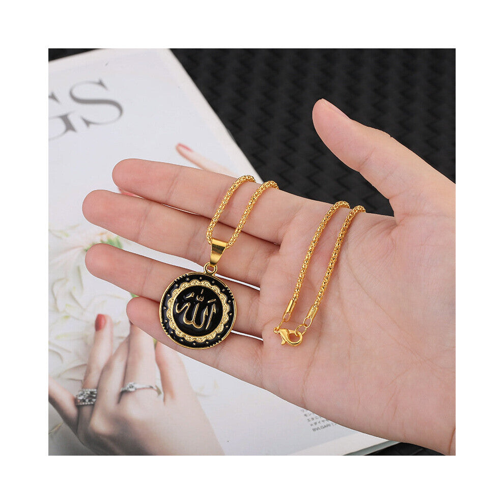 1pc Mens Arabic Pendant Necklace Mens Hip hop Accessories Pendant Necklace Geometric Round Electroplating Pendant Necklace