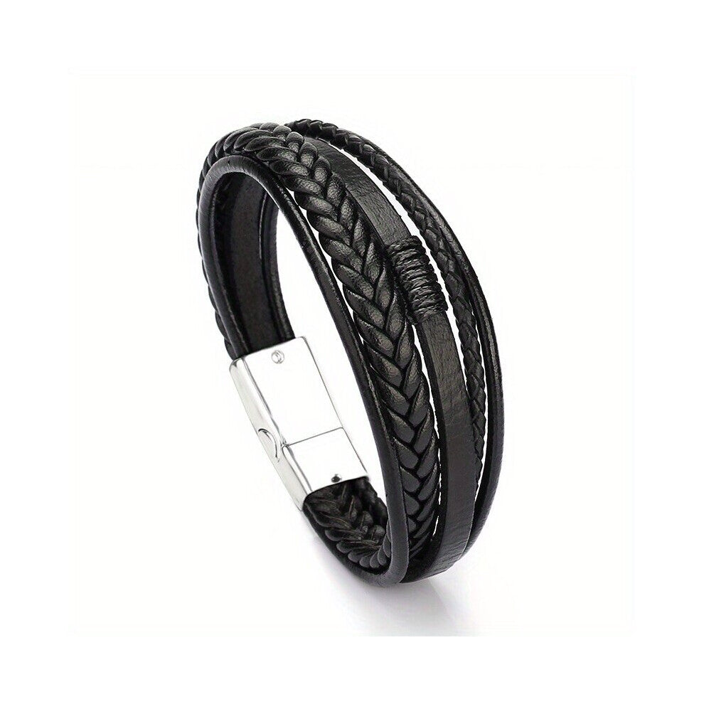 Creative Ethnic Style Braided Bracelet PU Leather Bracelet Decorative Accessories Holiday Party Gift For Men