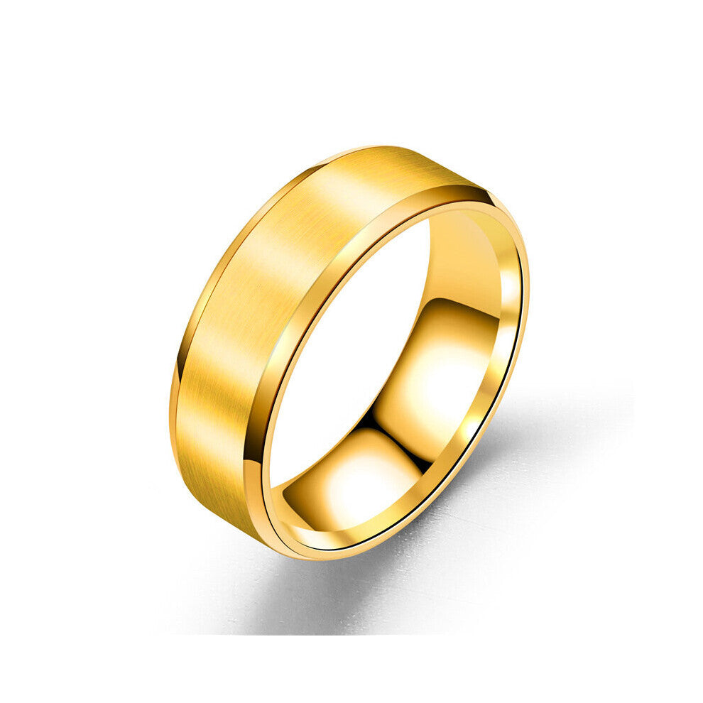 Brief Titanium Steel Ring 8MM Double Beveled Stainless Steel Glossy Matte Titanium Steel Ring Decoration
