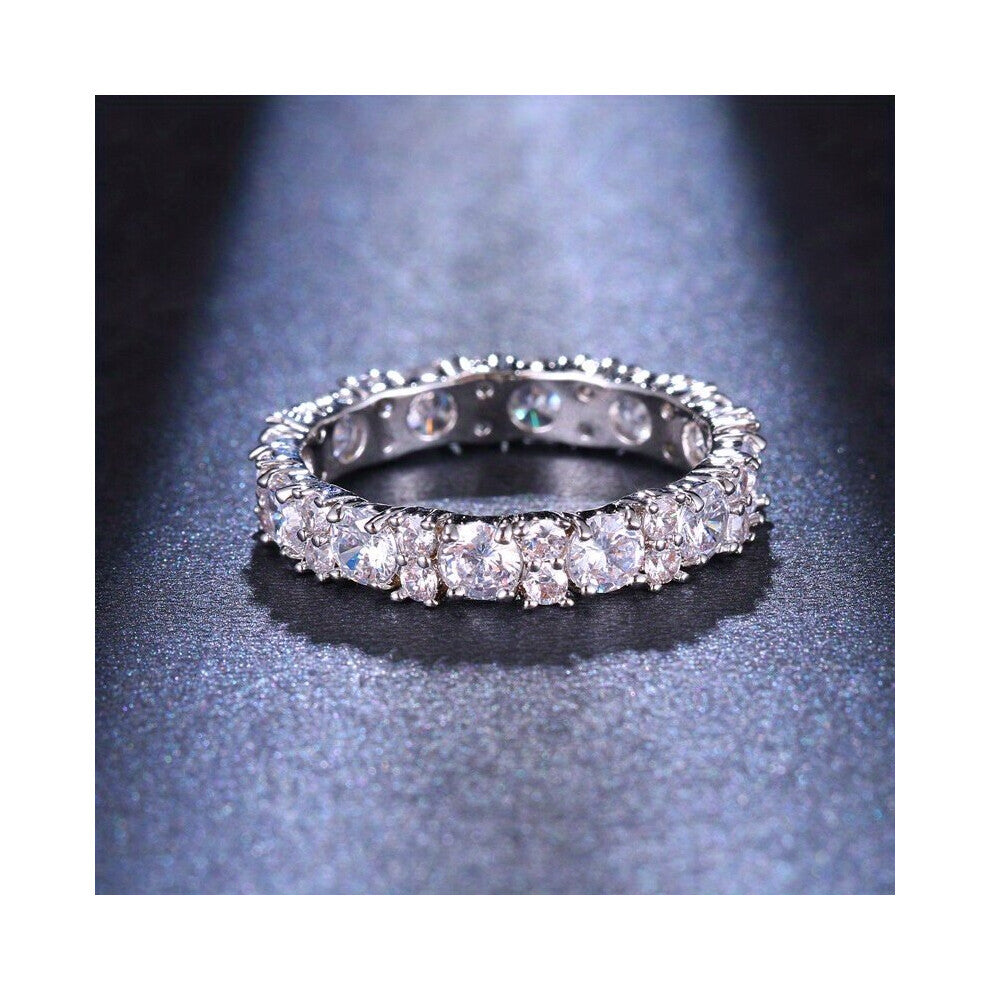 Hot Classic Cubic Zircon Rings Silver Plated Finger Rings Men Women High Wedding Bands Engagement Jewelry Daily Wear Crystal Party Accessories