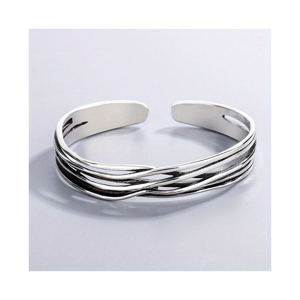 1pc Mens Classic Silver Curved Branch Open Bracelet Party Hand Wrist Accessories