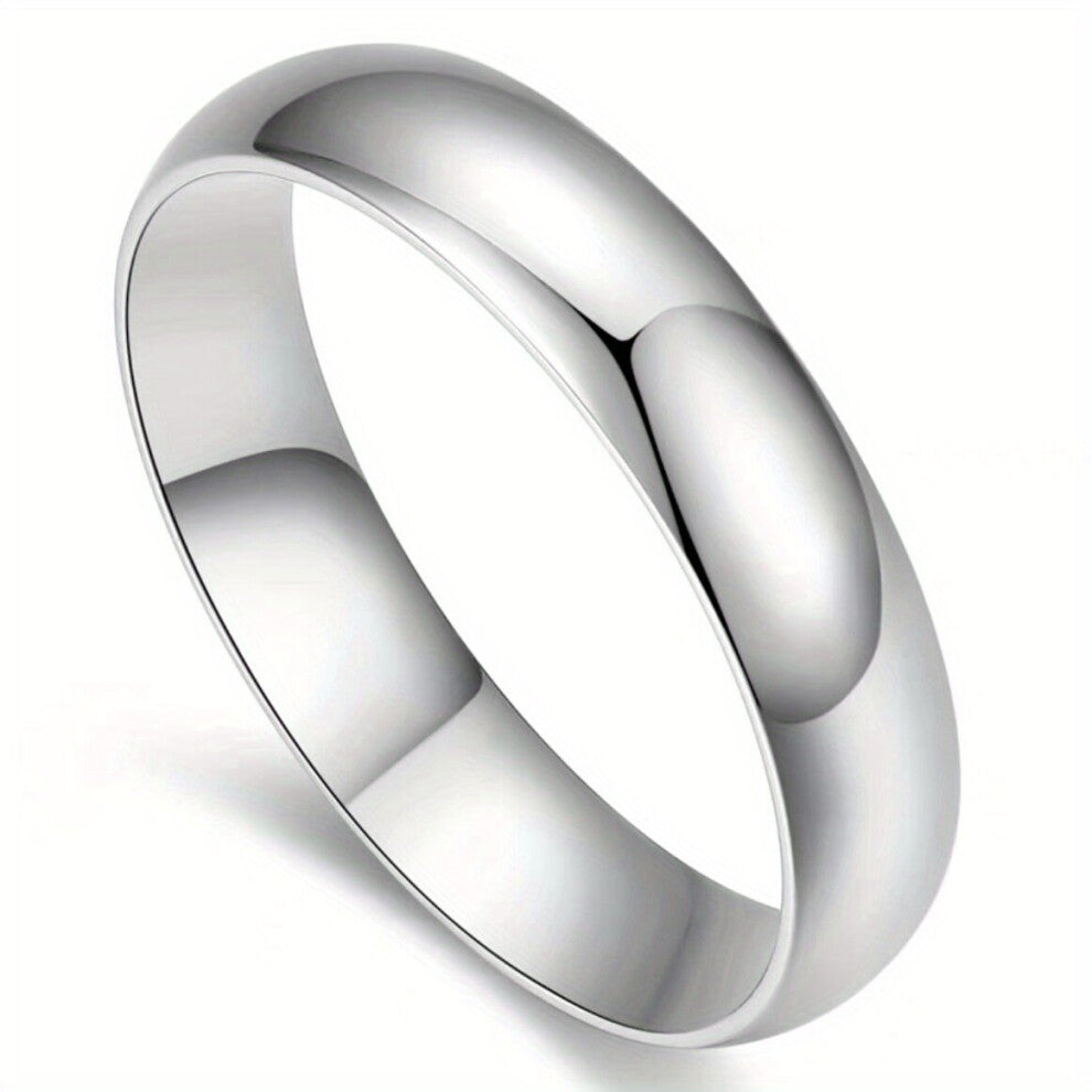 1pc Wide Version Glossy 4mm Plain Circle Ring Men And Women Pair Ring Titanium Steel Ring Does Not Fade Personality Ring