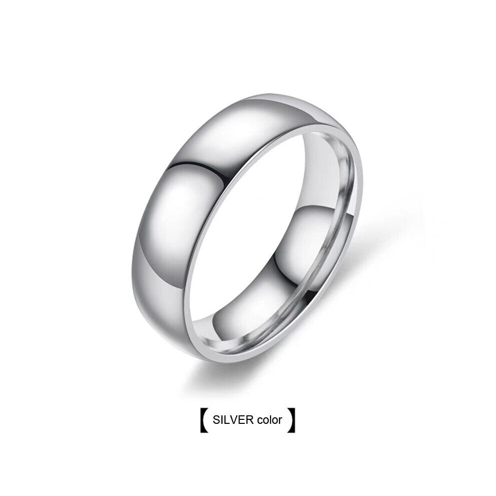 1pc Stainless Steel Glossy Ring 6MM Arc Mens Ring Couple Gift Ring