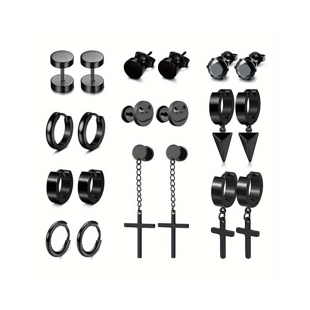 10pairs Funky Gothic Punk Mixed Style Earrings Jewelry Accessories For Men Women