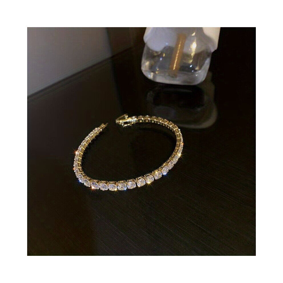 1pc Roman Crystal Bracelet For Women Heart Chain Bracelets Rhinestone Bangle Wedding Bridal Jewelry Accessories