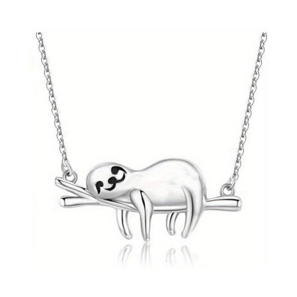 Creative Sloth Necklace Branch Horizontal Pendant Lovely Animal Sloth Necklace Casual Jewelry Necklace Accessories Gift