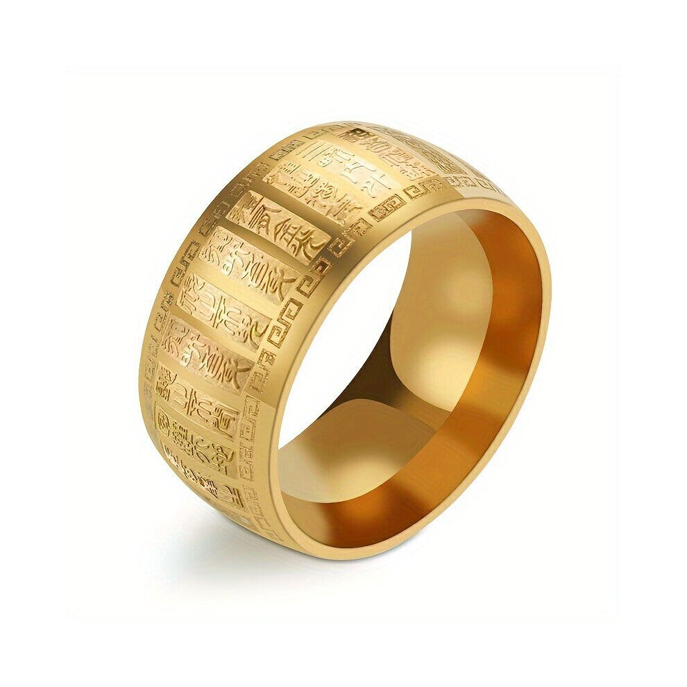 Mens Stainless Steel Ring Ancient Engraved Amulet Biker Band Ring