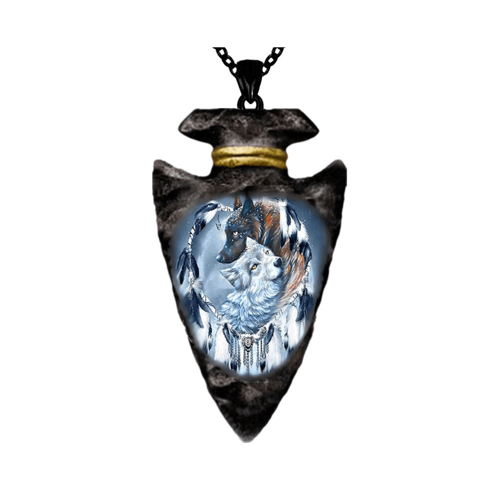 Vintage Indian Faith Animal Totem Wolf Necklace Punk Hip Hop Necklace Accessories Alloy