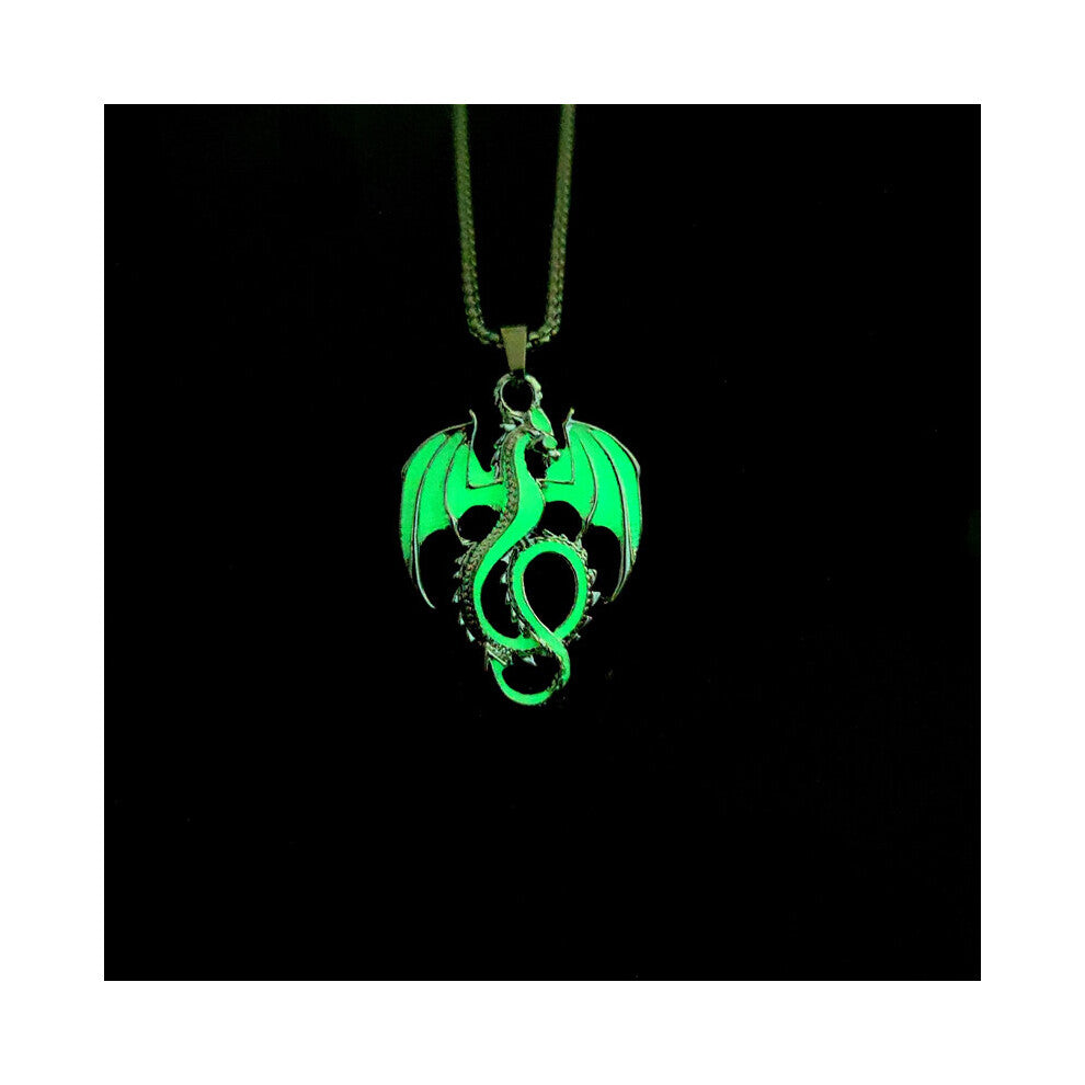 Luminous Necklace Dragon Pendant Necklace Punk Gothic Luminous Stainless Steel Necklace Jewelry Accessories Gift