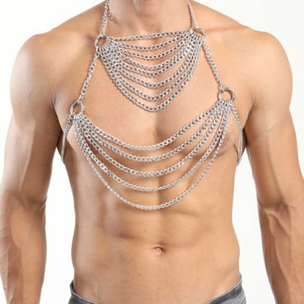 Punk Metal Chest Chain Belt Leather Body Harness Men Body Chain Body Jewelry Accessories