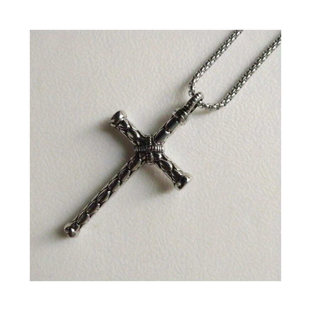 1 Pc Necklace For Men Vintage Dragon Scale Alloy Cross Necklace Street Mens Domineering Pendant Accessories