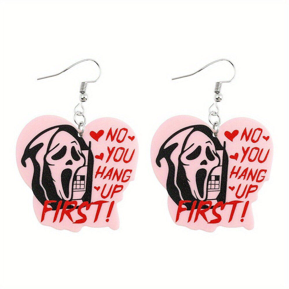 Mens Horror Movie Character Letter Acrylic Drop Earrings Party Accessories Gift Jewelry