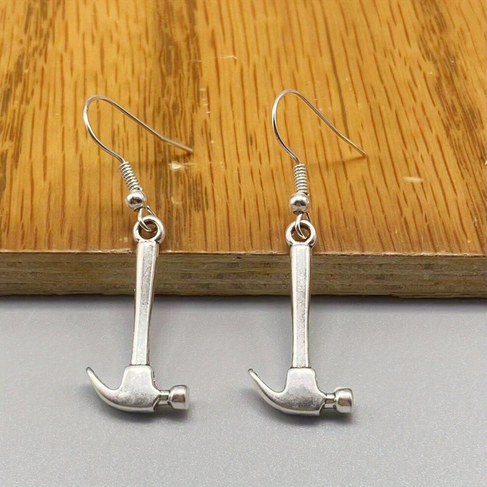 Vintage Hammer Earrings Pendant Necklace Jewelry Set Halloween Accessories